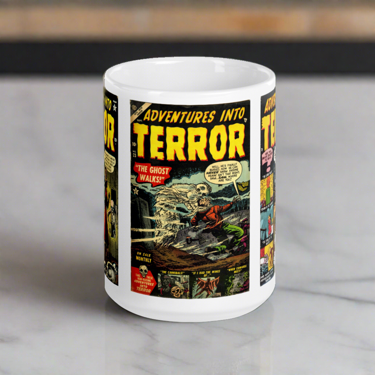 Adventures Into Terror Mug Vintage Comic Book Gothic Retro Halloween Glossy Coffee Mug