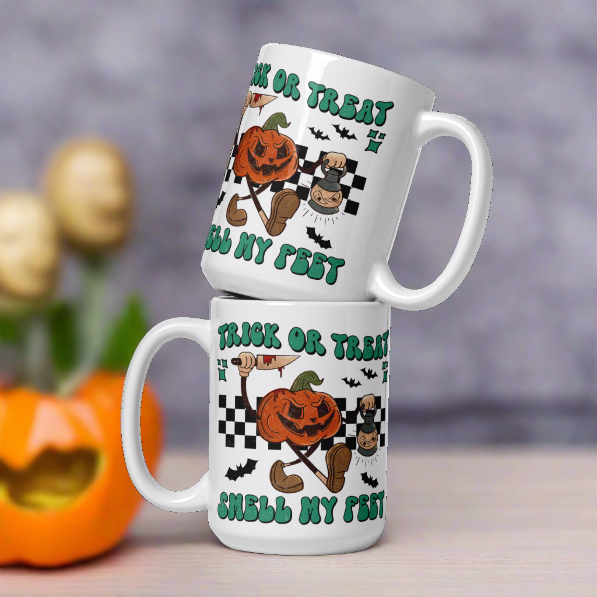 Trick Or Treat Smell My Feet Jack O Lantern Halloween Retro Style Coffee Mug