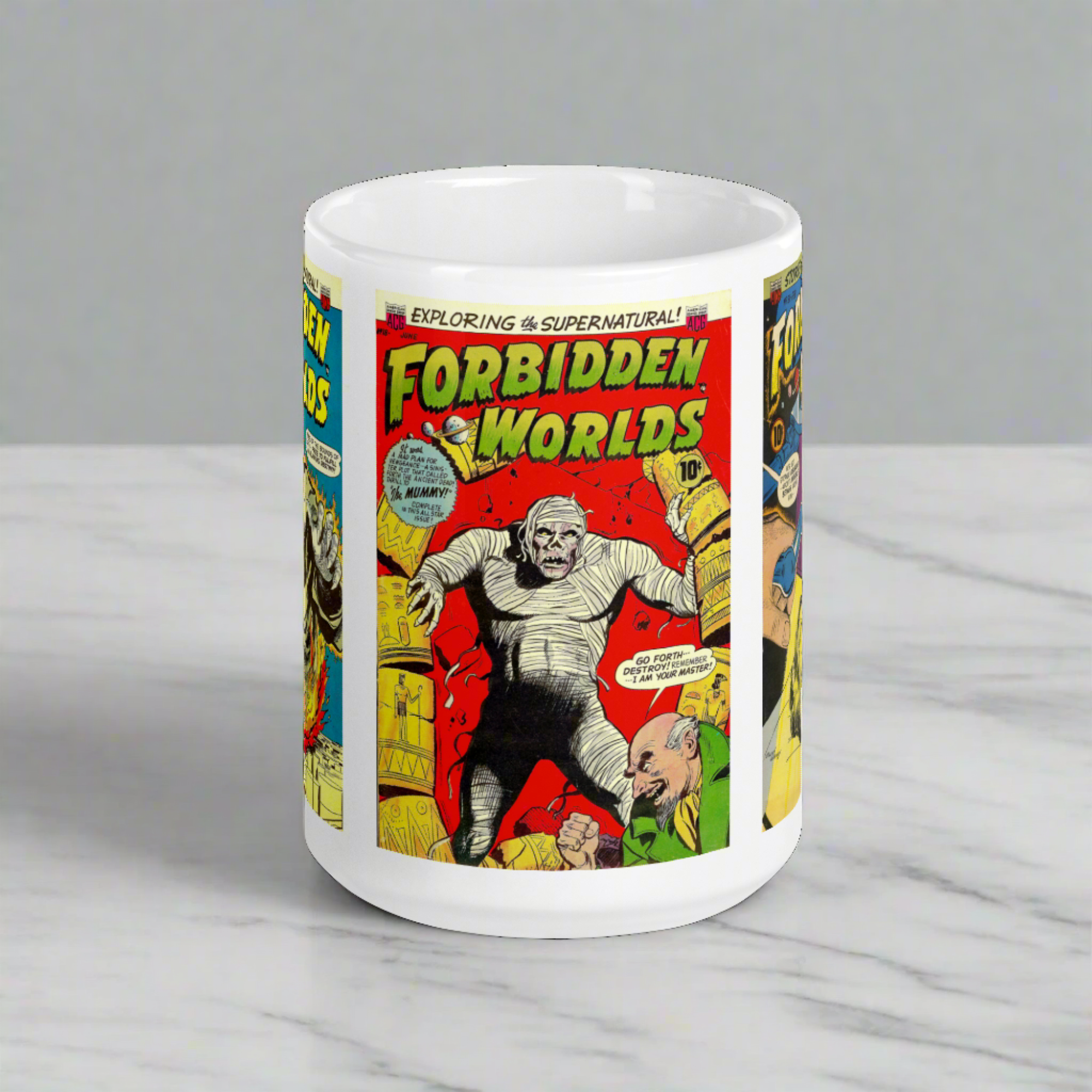 Forbidden Worlds Vintage Comic Book Covers Halloween Glossy Mug
