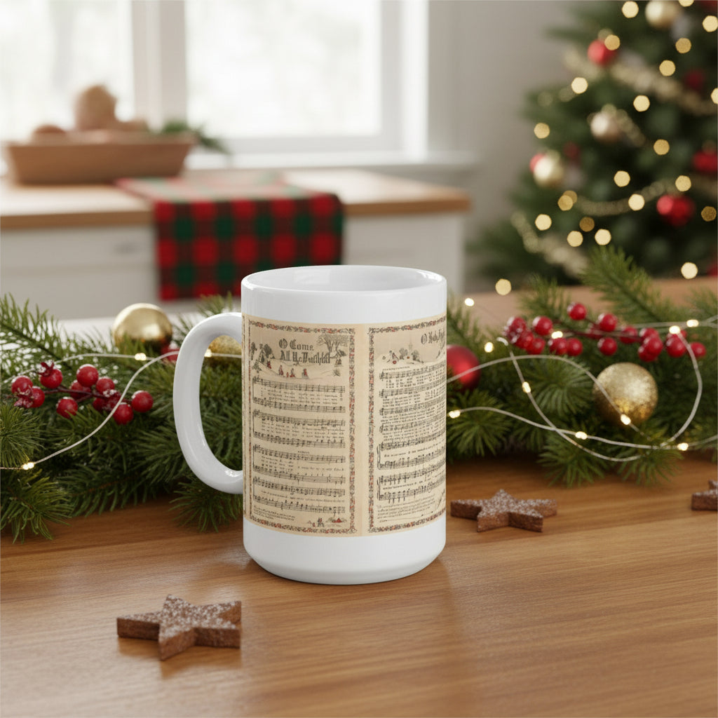 Christmas Sheet Music White glossy mug