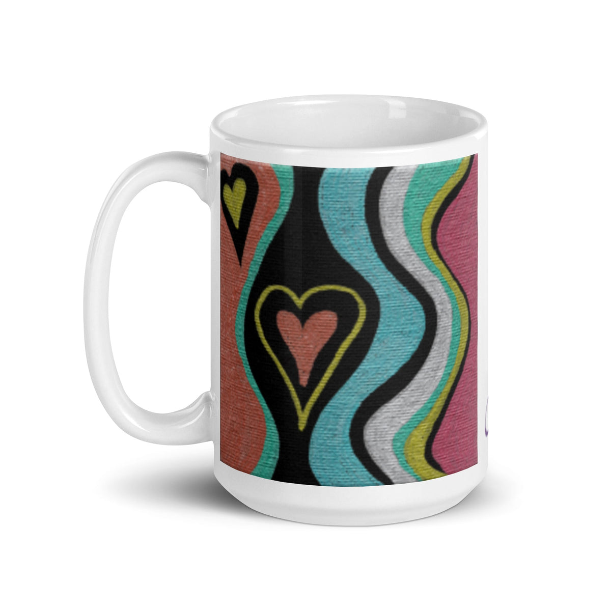Love Finds A Way - Original Artwork by Caden Caraco on White Glossy Mug - Available in 12, 15, and 20 Ounces
