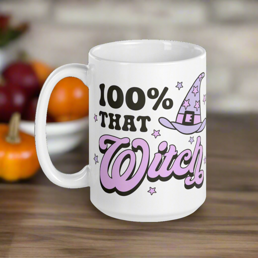 100% That Witch Halloween Celestial Glossy Coffee Mug
