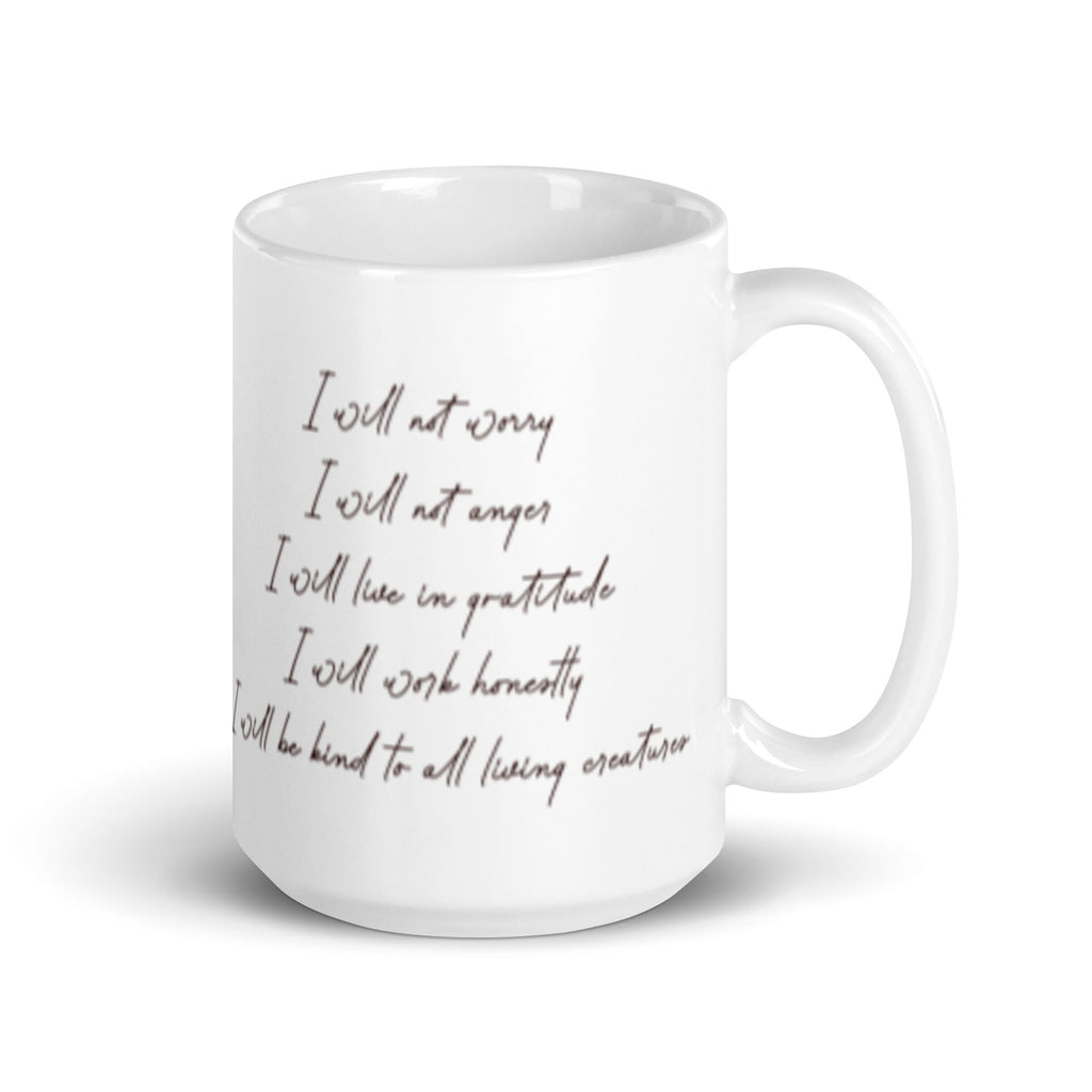 Just for Today Reiki Principle White Glossy Mug