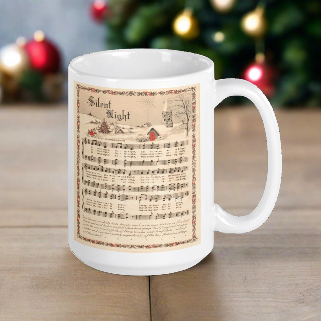 Silent Night Retro Christmas Sheet Music Glossy Coffee Mug