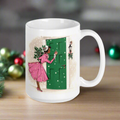 Christmas Lady Housewife With Holly Pine Glossy Coffee Mug