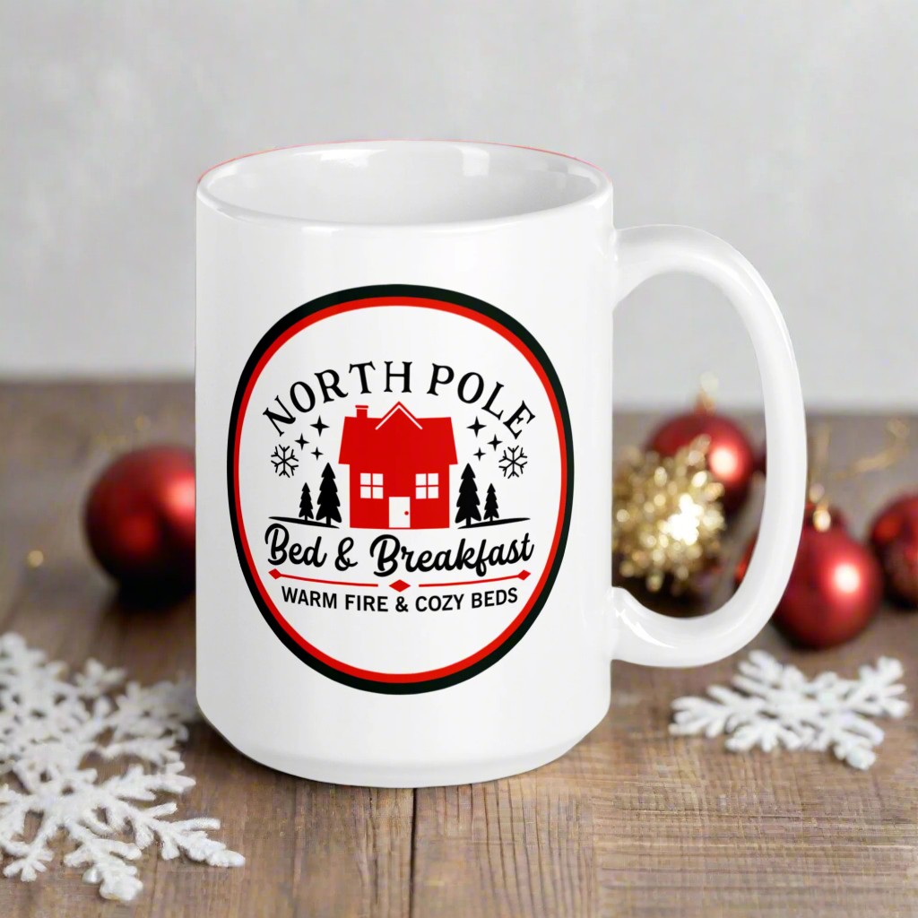 North Pole Bed And Breakfast Warm Fire And Cozy Beds Christmas Mug