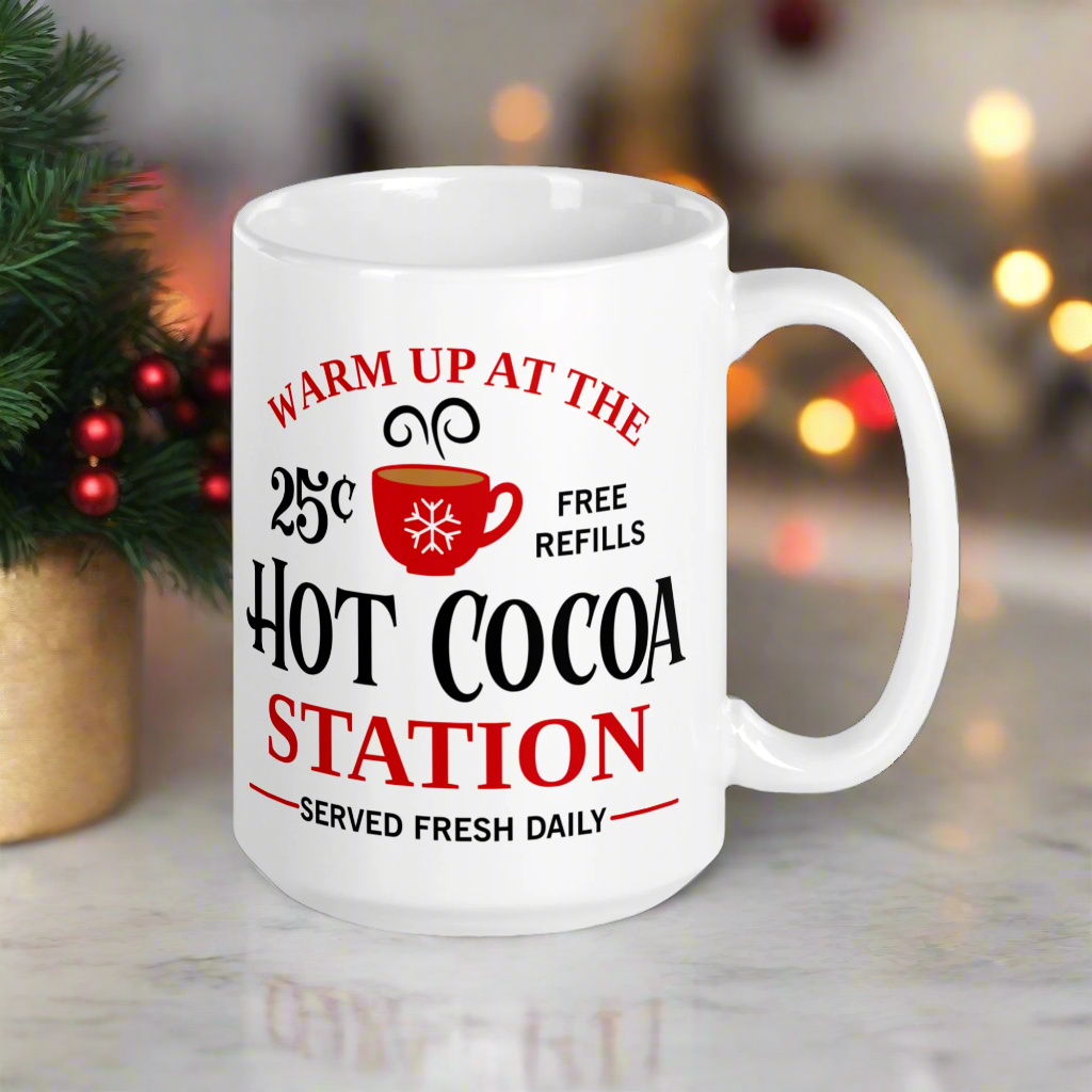 Warm Up At The Hot Cocoa Station Christmas Glossy Mug