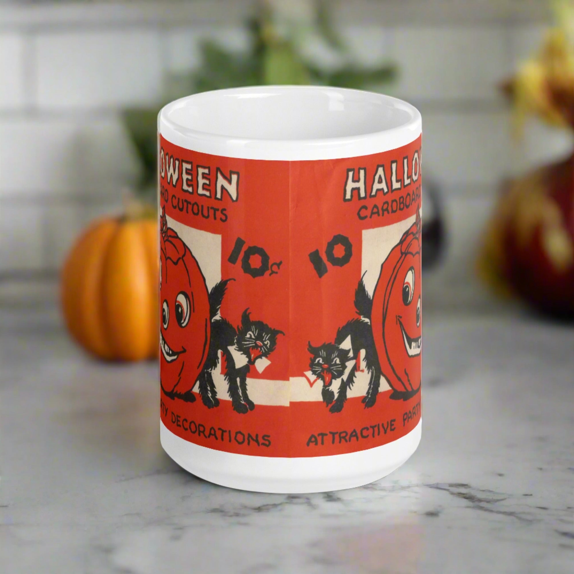 Halloween Cardboard Cutouts Decorations Black Cats Retro Halloween Glossy Coffee Mug