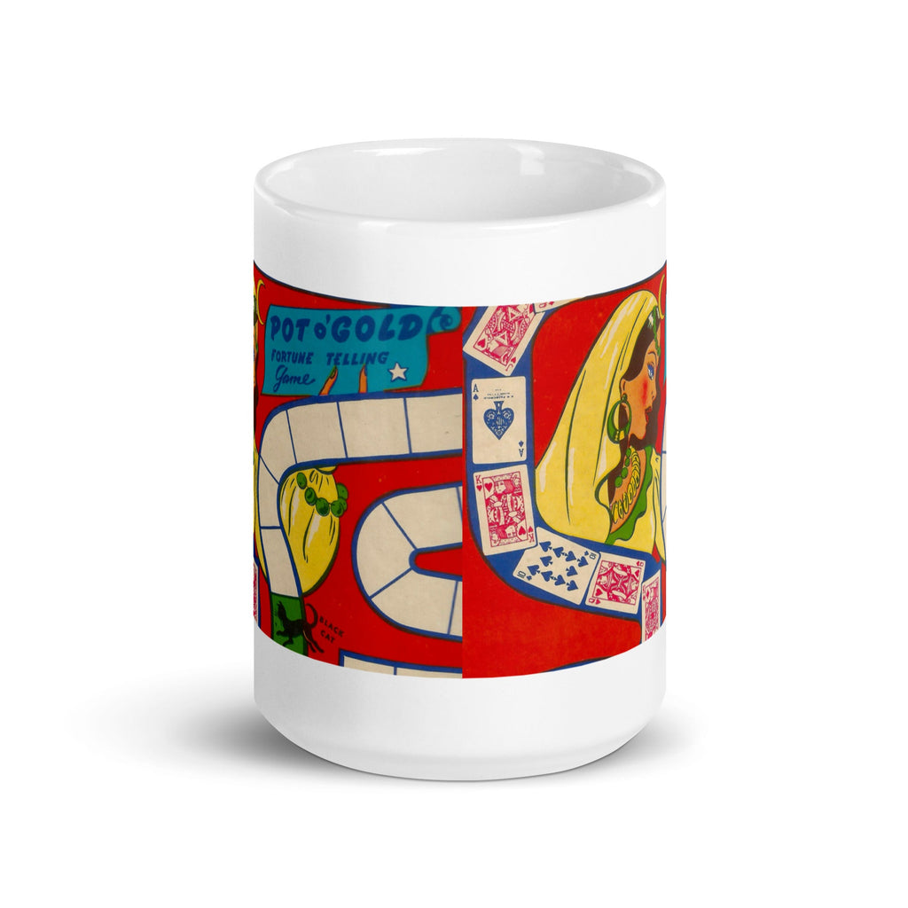 Pot Of Gold Fortune Telling Game White glossy Mug
