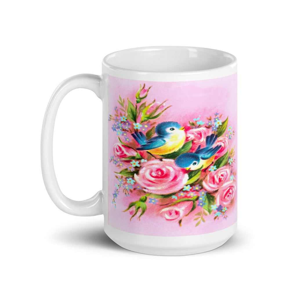 Style Bluebirds Spring Mug, Mothers Day Mug  - Retro Style