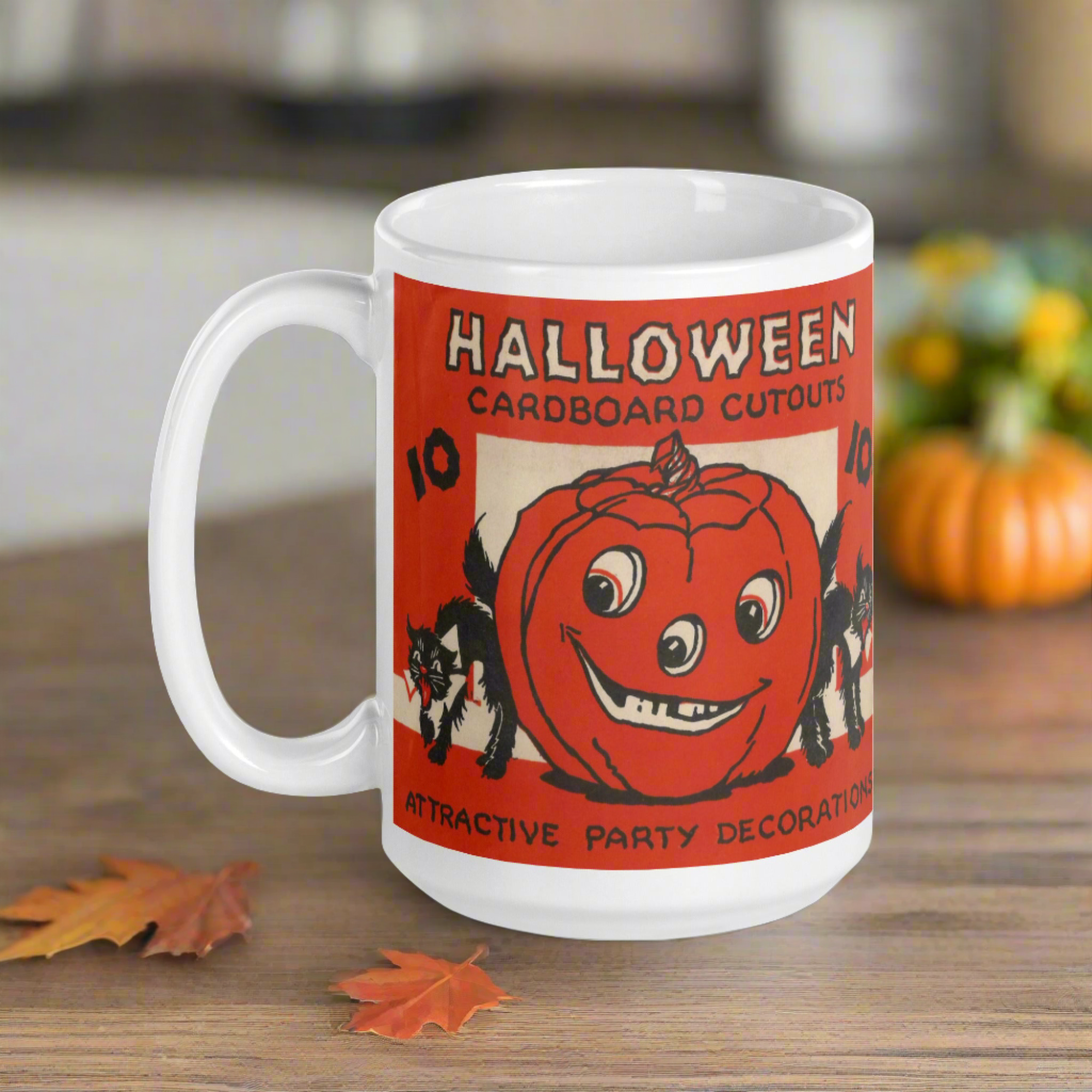 Halloween Cardboard Cutouts Decorations Black Cats Retro Halloween Glossy Coffee Mug