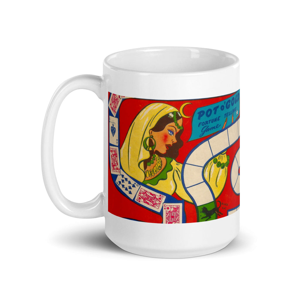 Pot Of Gold Fortune Telling Game White glossy Mug