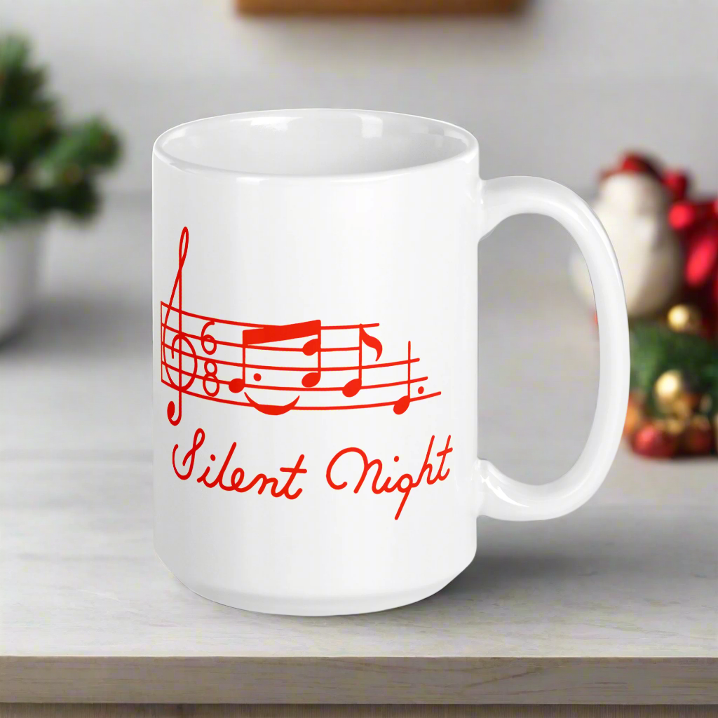 Silent Night Music 50s Mid Century Retro Christmas Glossy Coffee Mug