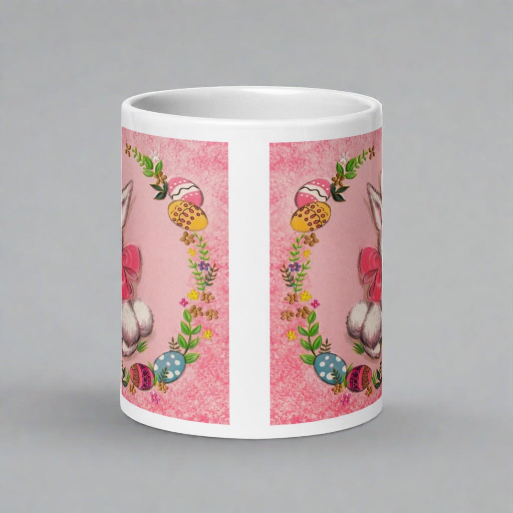 Spring Bunny 1950s Retro Easter Kitsch Glossy Coffee Mug