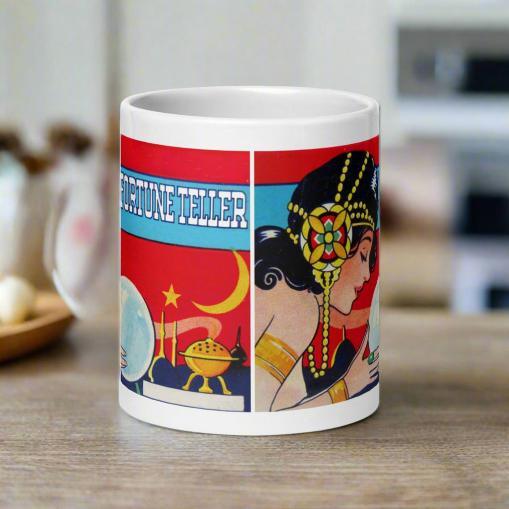 Fortune Teller Tarot Celestial Crystal Retro Halloween Print Glossy Mug