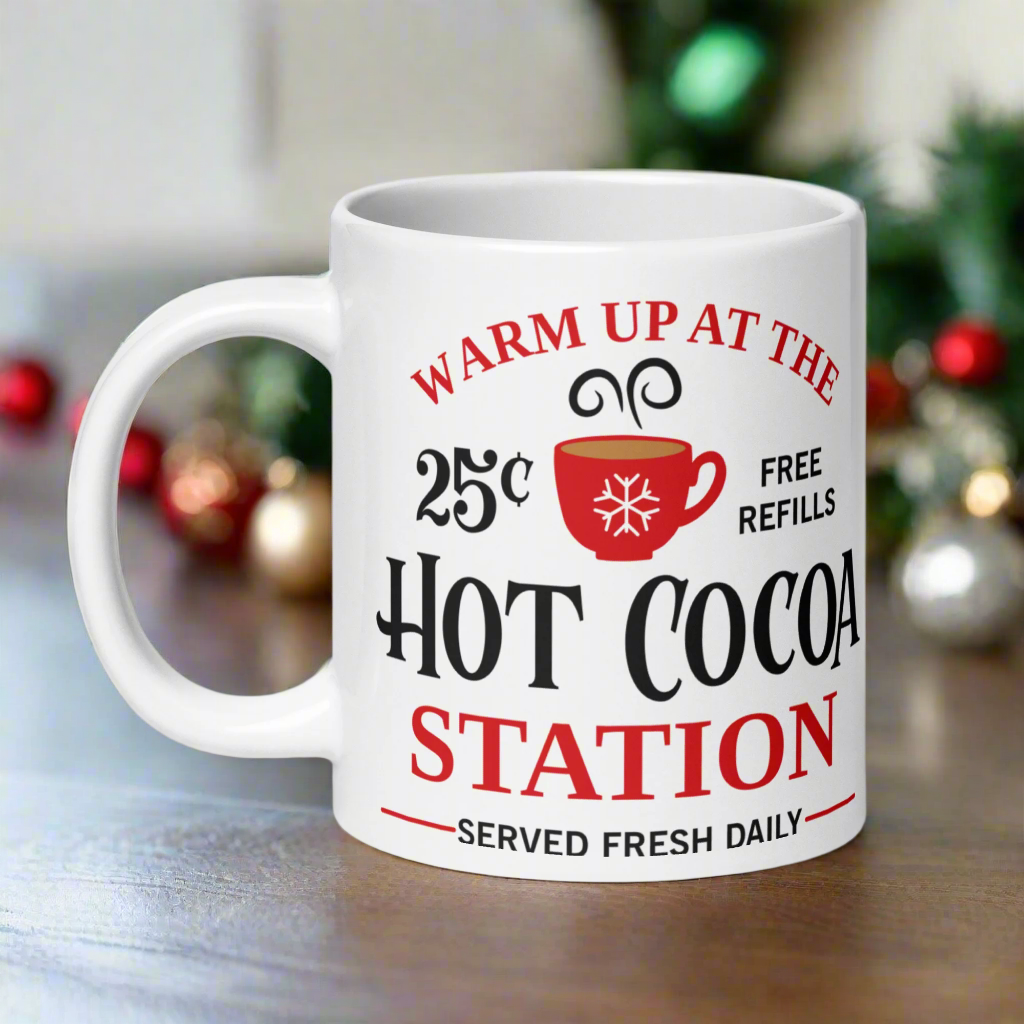 Warm Up At The Hot Cocoa Station Christmas Glossy Mug