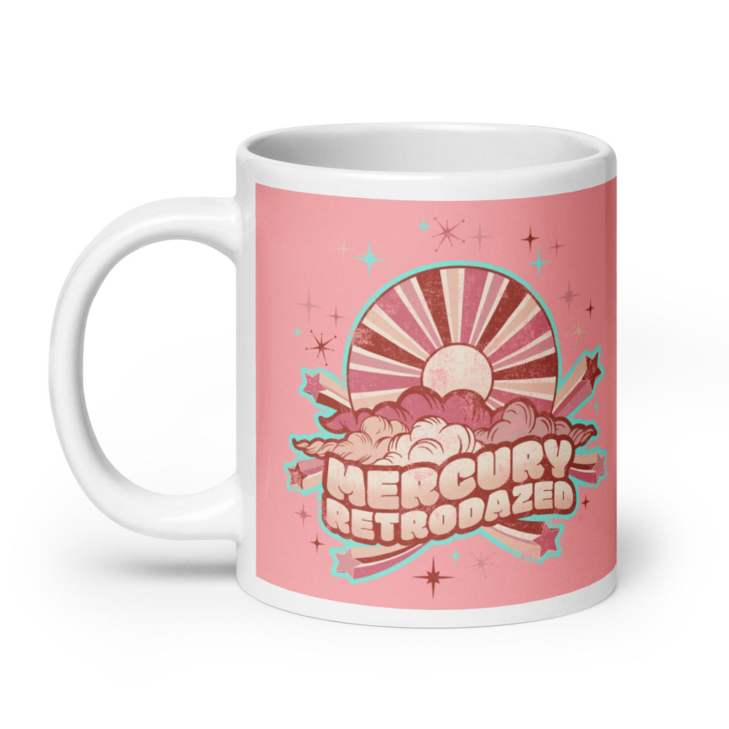 Mercury Retrodazed Astronomy Mercury Retrograde Celestial Pink Distressed Style Celestial Glossy Mug