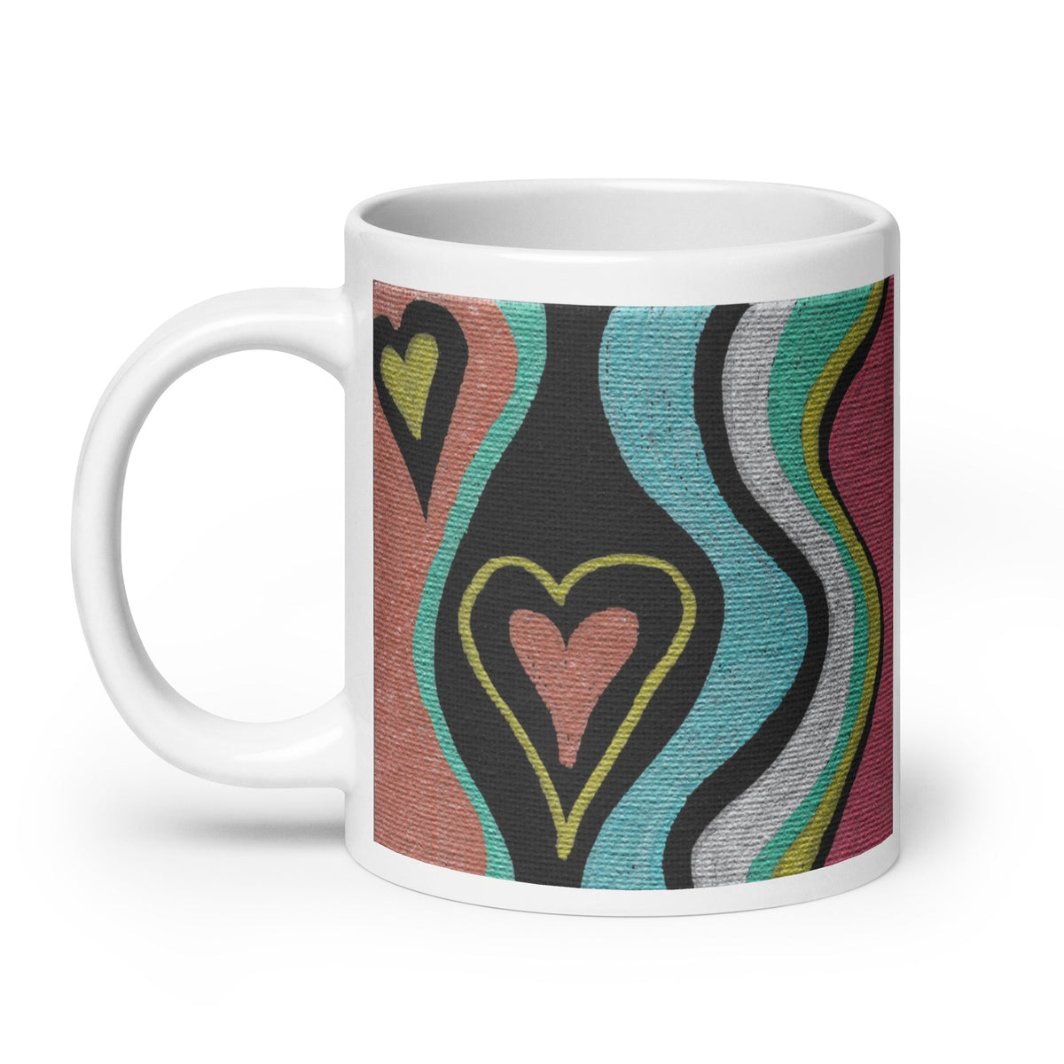 Love Finds A Way - Original Artwork by Caden Caraco on White Glossy Mug - Available in 12, 15, and 20 Ounces