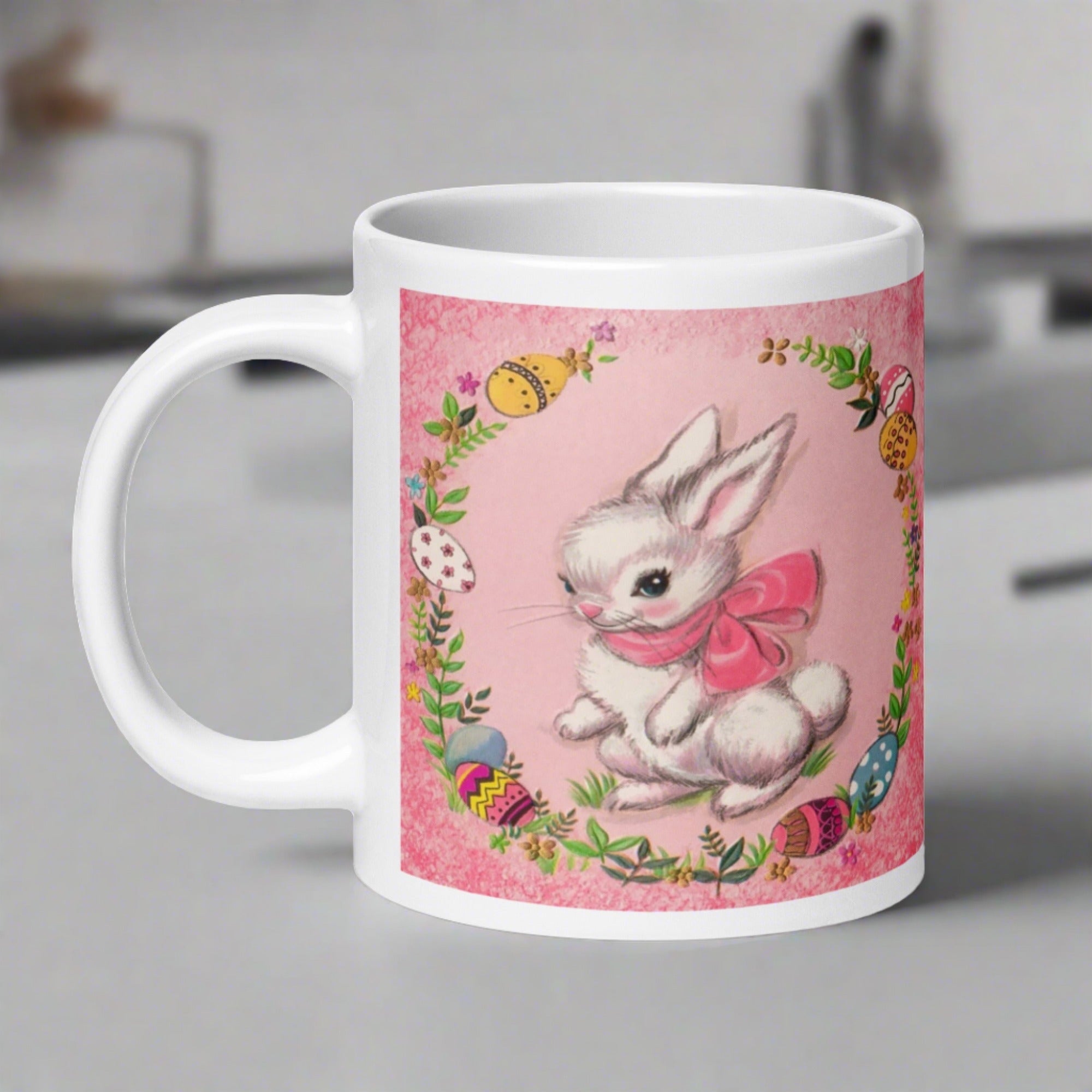 Spring Bunny 1950s Retro Easter Kitsch Glossy Coffee Mug