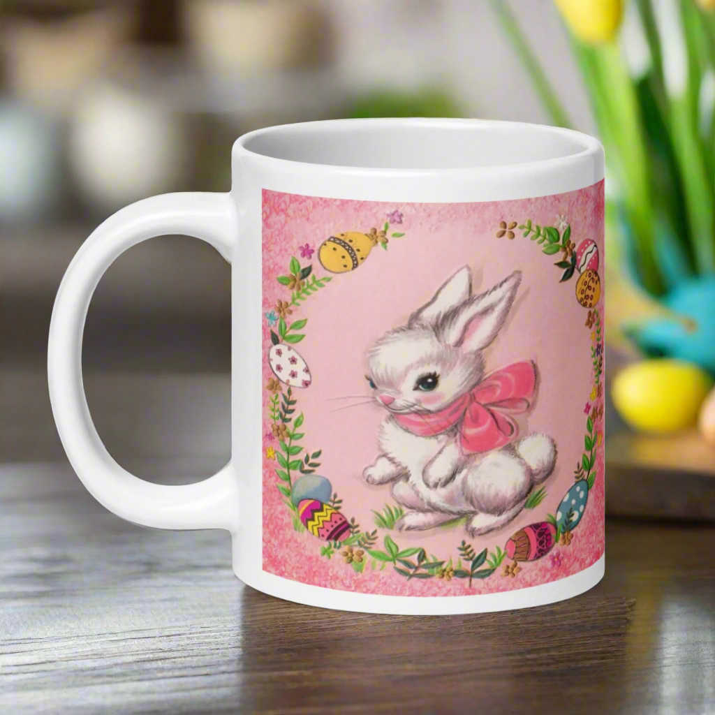 Spring Bunny 1950s Retro Easter Kitsch Glossy Coffee Mug