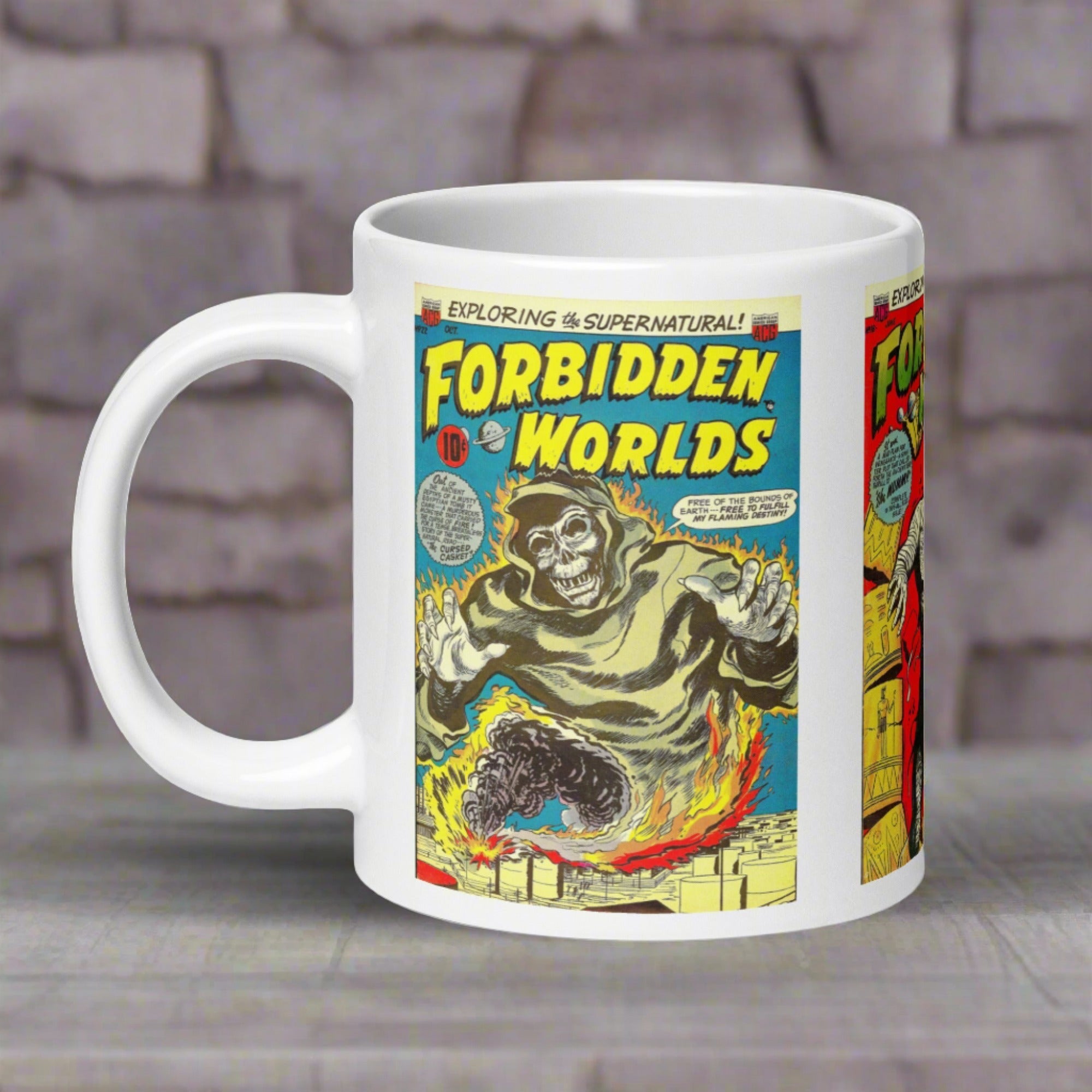 Forbidden Worlds Vintage Comic Book Covers Halloween Glossy Mug