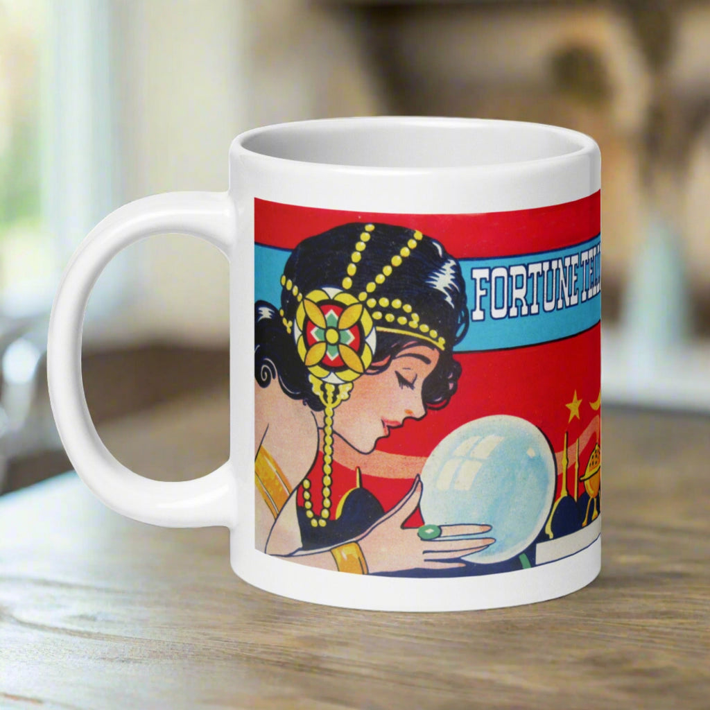 Fortune Teller Tarot Celestial Crystal Retro Halloween Print Glossy Mug