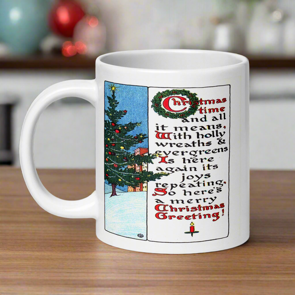 Christmas Greetings Poem Glossy Coffee Mug