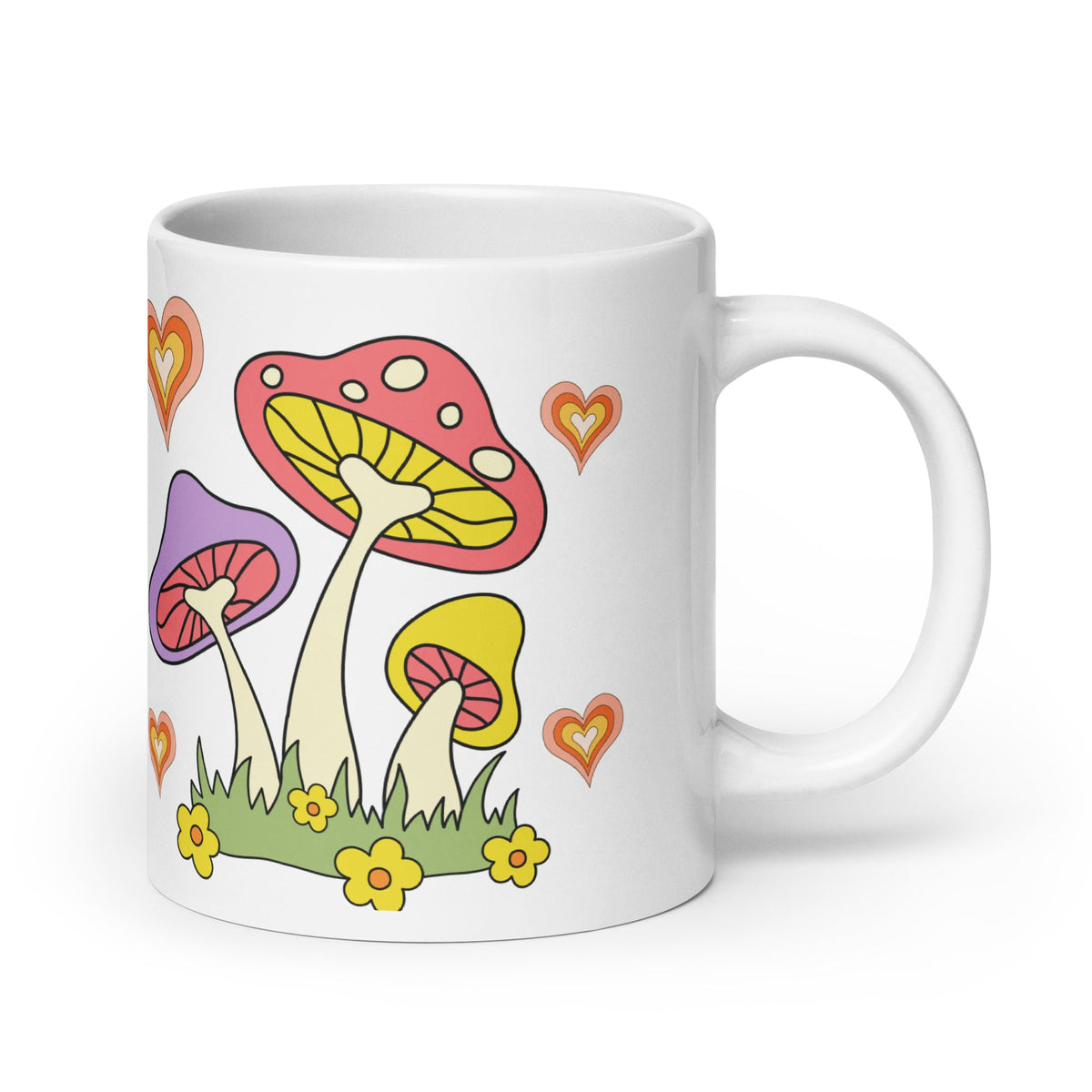 70s Retro Mushroom Coffee Mug Glossy Ceramic Mug